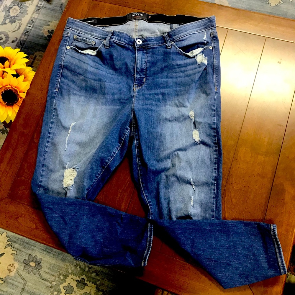 Torrid Blue Distressed Skinny Jeans 24R